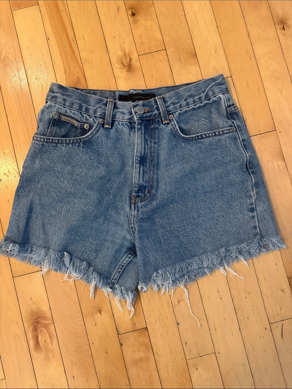 90’s Calvin Klein Light Blue Frayed Hem Denim Shorts